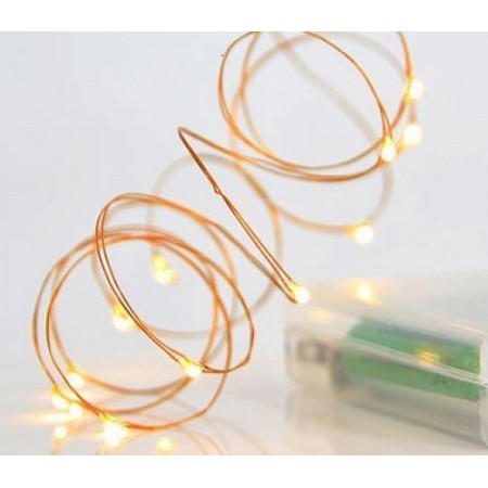 20 λαμπάκια LED mini με μπρονζέ σύρμα IP20- θερμό λευκό