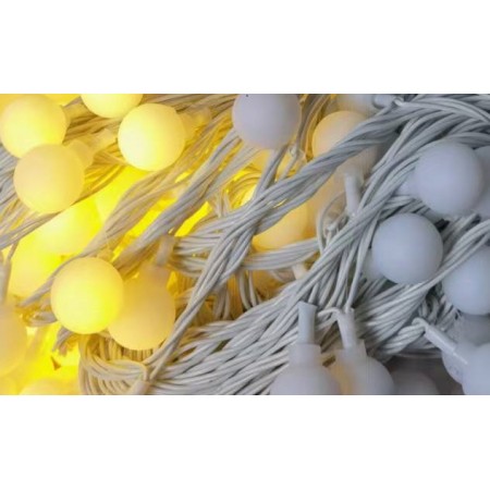 200 λαμπάκια LED μπαλίτσες με 8 προγράμματα & λευκό καλώδιο - θερμό φως