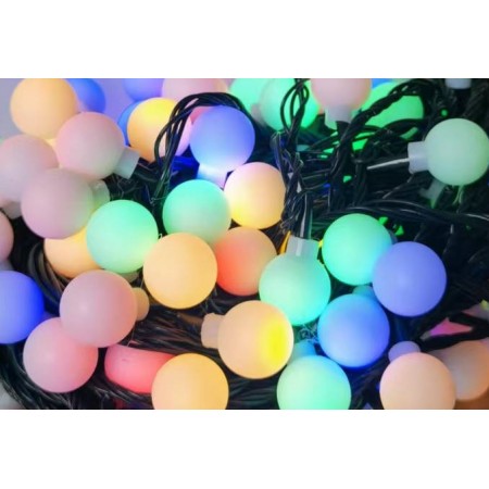 200 λαμπάκια LED πολύχρωμες μπαλίτσες με 8 προγράμματα & πράσινο καλώδιο 
