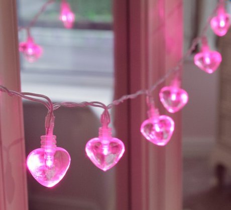 10 λαμπάκια LED καρδούλες με διάφανο καλώδιο IP20 -- ροζ φως ΧΡΙΣΤΟΥΓΕΝΝΙΑΤΙΚΟΣ ΔΙΑΚΟΣΜΟΣ