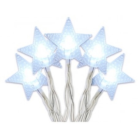 10 λαμπάκια  LED αστέρια με διάφανο καλώδιο IP20- ψυχρό φως