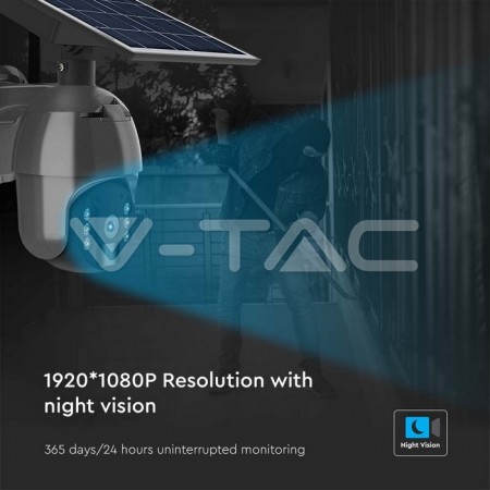 Ηλιακή Κάμερα Wi-Fi με Ανιχνευτή Κίνησης, Μικρόφωνο & Νυχτερινή Λήψη IP65 Μαύρη VT-11024-WIFI V-TAC