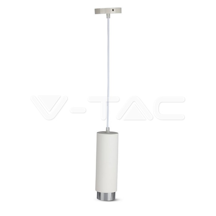 Κρεμαστό Φωτιστικό Οροφής Γύψινο  1 x GU10 Ø250 x 80mm Λευκό & Χρώμιο VT-864 V-TAC Κρεμαστά Φωτιστικά