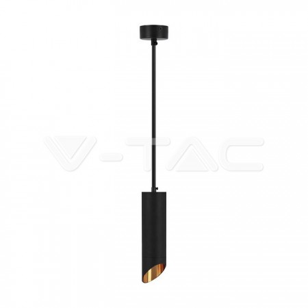 Κρεμαστό Φωτιστικό Οροφής  1 x GU10  D:55x200mm Μαύρο & Χρυσό VT-975 V-TAC
