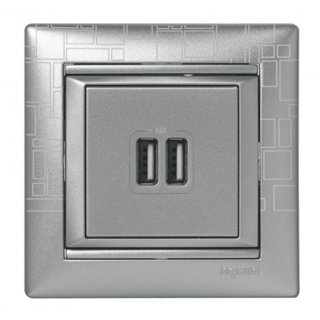 Valena™ διπλή πρίζα φόρτισης USB σε χρώμα αλουμίνιο