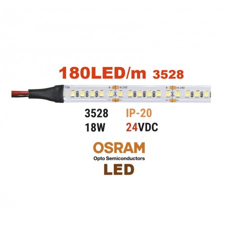 ΤΑΙΝΙΑ LED 5m 24VDC 18W/m 180LED/m ΨΥΧΡΟ IP20(OSRAM LED)