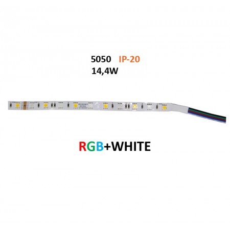 ΤΑΙΝΙΑ LED 5m 24VDC 14.4W/m 60LED/m RGB & ΛΕΥΚΟ IP20