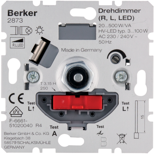 Berker ΡΥΘΜΙΣΤΗΣ ΦΩΤΙΣΜΟΥ LED 100W/ΑΛΟΓΟΝΟΥ 500W ΕΠΑΓΩΓΙΚΟΥ Μ/Σ berker S.1