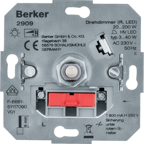 Berker ΡΥΘΜΙΣΤΗΣ ΦΩΤΙΣΜΟΥ 200W / LED 40W berker S.1
