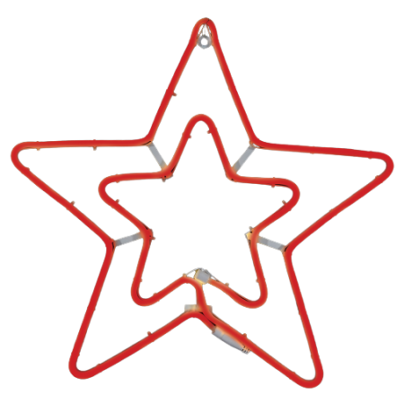 Σταθερό Φωτιζόμενο Αστέρι Με Φωτοσωλήνα Κόκκινο με 60Led Ø55cm IP44