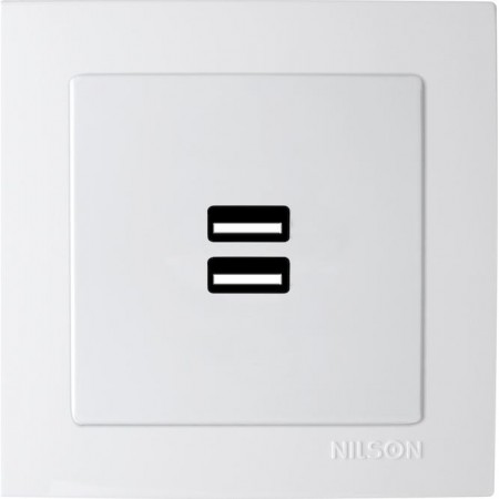 Λευκή πρίζα USB διπλή NILSON
