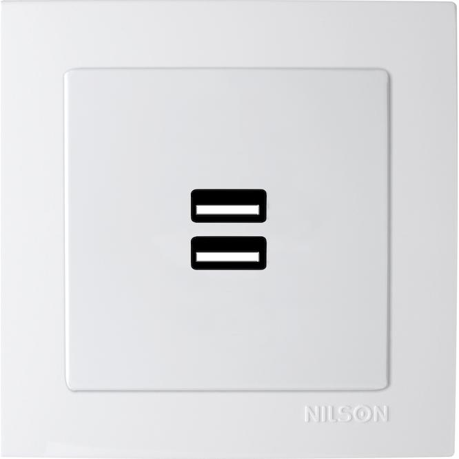 Λευκή πρίζα USB διπλή NILSON NILSON