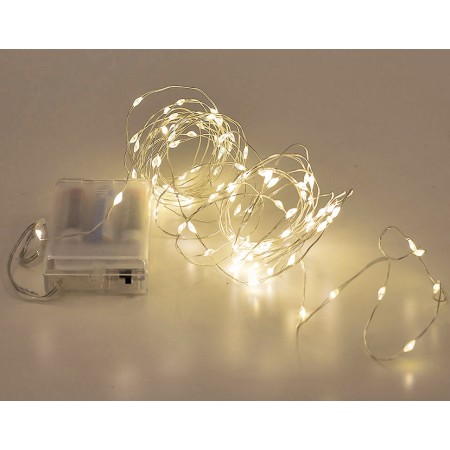 50 λαμπάκια LED mini με ασημί σύρμα IP20- θερμό λευκό