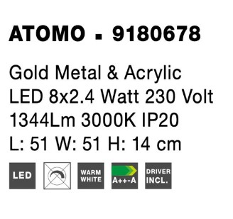 Πλαφονιέρα Οροφής LED 8 x 2.4W 3000K  ATOMO 9180678 Nova Luce Πλαφονιέρες Οροφής - σποτ