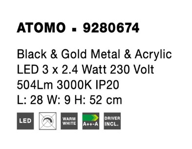 Επιτραπέζιο Φωτιστικό LED 3 x 2.4W 3000K ATOMO 9280674 Nova Luce Επιτραπέζια Φωτιστικά