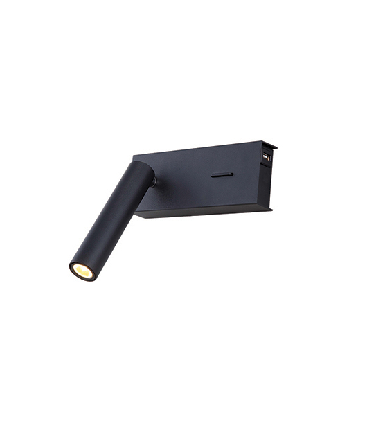  Επίτοιχο Φωτιστικό Ανάγνωσης 3W 3000K  USB Charger H75 Zambelis Lights - Μαύρο Σαγρέ Απλίκες Τοίχου
