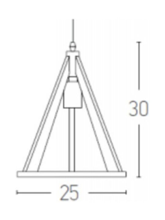 Κρεμαστό Φωτιστικό Οροφής Ξύλινο με Μαύρο Καλώδιο  1 x E27 17059 - Μπεζ Κρεμαστά Φωτιστικά